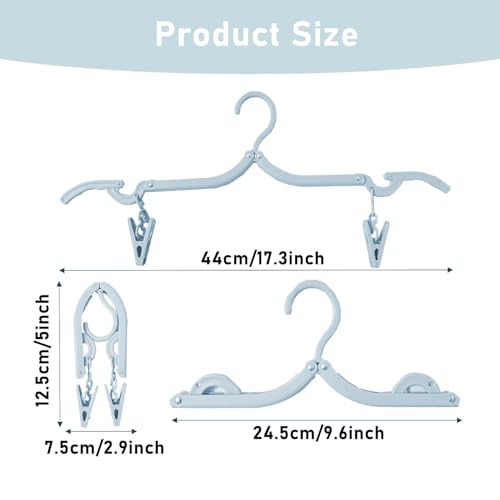 24 Pcs Travel Hangers with 48 Pcs Clips,Portable Folding Clothes Hangers Travel Clothes Hangers Travel Accessories Foldable Clothes Drying Rack for Travel Plastic Non Slip Clothing Hangers 4 Colors