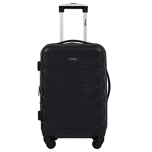 Wrangler 4 Piece Miami Luggage and Packing Cubes Set, Black - color: Black, size: 4 Piece Set