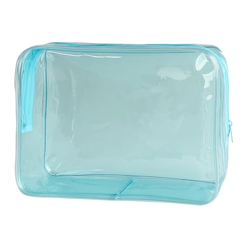 Waterproof PVC Makeup Bag - Leakproof Cosmetic Organizer for Travel Toiletry Storage 9.84×7.09×2.36 Inch for Women & Men (Sky Blue) - color: Sky Blue