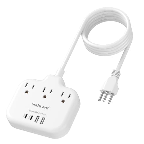 Switzerland Travel Plug Adapter with 5FT Extension Cord, meta-ant Type J Adapter with 3 Outlets 4 USB Ports(2 USB-C), Switzerland Power Adapter for US to Swiss Switzerland Liechtenstein Rwanda - style: Type J-Switzerland