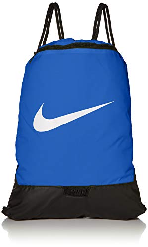 Nike Brasilia Training Gymsack, Drawstring Backpack with Zipper Pocket and Reinforced Bottom, Game Royal/Game Royal/White - color: Game Royal/Game Royal/White