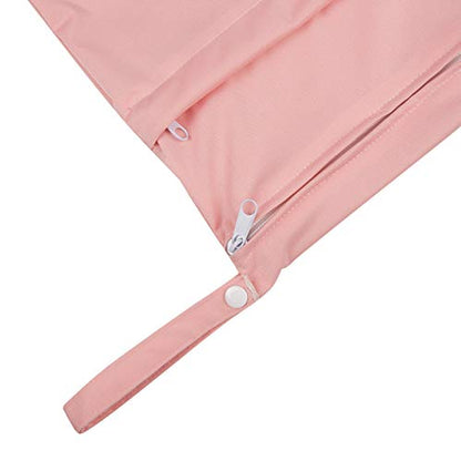 ALVA ALVABABY 2pcs Cloth Diaper Wet Dry Bags Waterproof Reusable with Two Zippered Pockets Travel Beach Pool Daycare Soiled Baby Items Yoga Gym Bag for Swimsuits or Wet Clothes L-B1929 - color: 02grey & pink