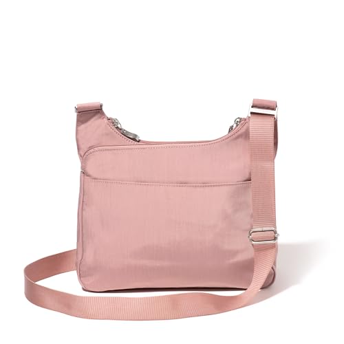 Baggallini Crossbody Travel Bag 11x8.5 Lightweight Water-resistant Nylon Handbag - color: Woodrose