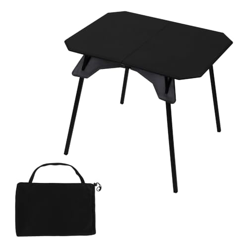 Folding Camping Table,Outdoor Small Portable Aluminum Camp Table with Backpacking Carrying Bag for Camping Beach Picnic Grilling Hiking FishingTravel (Black)