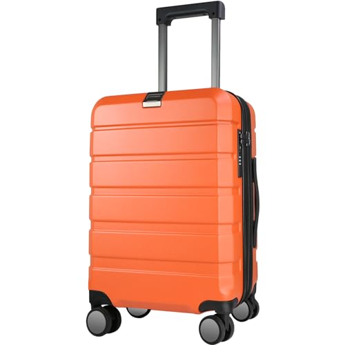 KROSER Hardside Expandable Carry On Luggage with Spinner Wheels & Built-in TSA Lock, Durable Suitcase Rolling Luggage with USB Port, Carry-On 20-Inch Orange - color: Orange