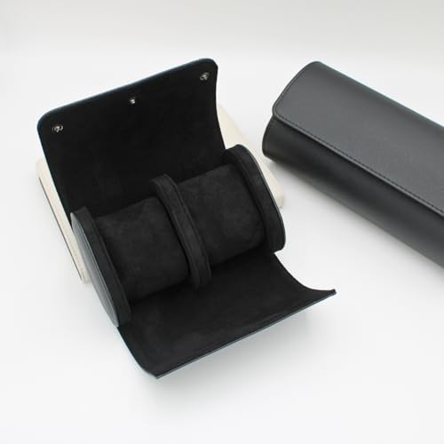 Watch Travel Case Portable Organizer - Luxury Watch Roll Travel Box Recycled Leather Watch Storage and Display for Men and Women (WCASE-2-VintageBlack) - color: VintageBlack, size: Double slots