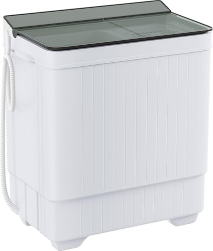 Elevon Portable Washing Machine Twin Tub 18.7 Lbs Capacity, (14.3 Lbs) and Spinner(4.4 Lbs) Combo Mini Compact Laundry Washer for Home, Apartment, Camping, RVs and Dorms, Black/White - style: 18.8LBS