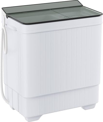 Elevon Portable Washing Machine Twin Tub 18.7 Lbs Capacity, (14.3 Lbs) and Spinner(4.4 Lbs) Combo Mini Compact Laundry Washer for Home, Apartment, Camping, RVs and Dorms, Black/White - style: 18.8LBS