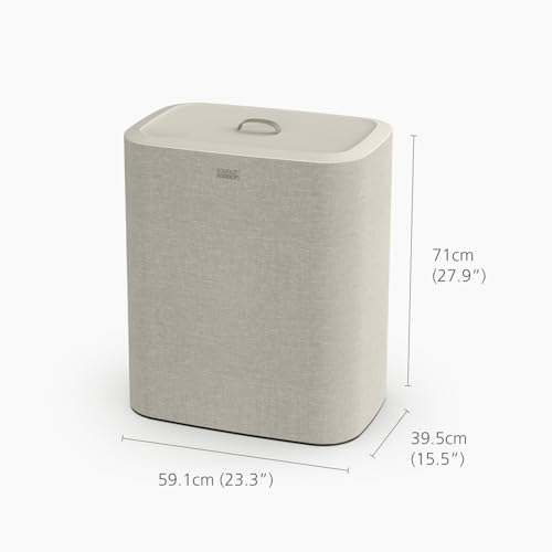Joseph Joseph Tota Trio 90 liter/23.8 gallon Laundry Hamper Separation Basket with lid, 3 Removable Washing Bags with Handles- Ecru - color: Ecru, style: Trio Compartment 90L