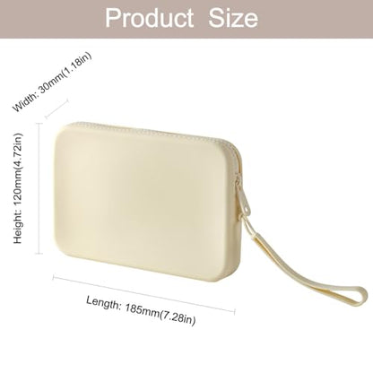 Large Silicone Multifunctional Essential Bag Portable Travel Makeup Bag for Women Men Cards Cash Bag Zipper Pouch (White) - color: White