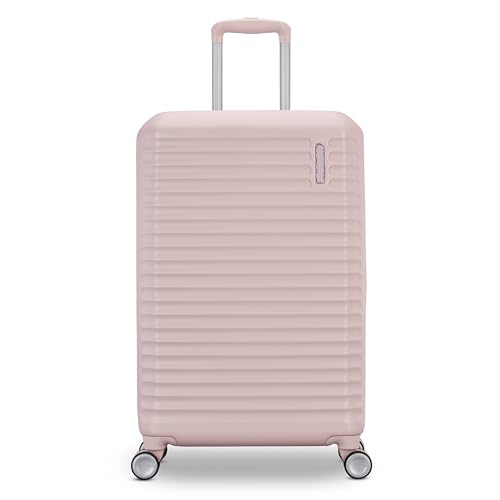 American Tourister Stratum 3.0 Medium 24-Inch Spinner, Airline Approved, Durable Hardside Luggage, Expands 1.5", RightHeight™ Adjustable Handle, Pink Blush - color: Pink Blush, size: Medium - Checked