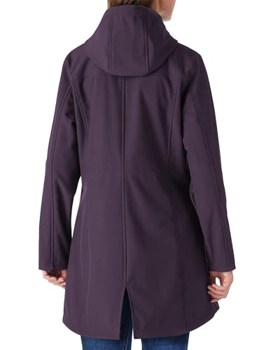 Outdoor Ventures Women's Lightweight Waterproof Fleece Lined Hooded Softshell Rain Jacket, Warm Windbreaker Long Coat - color: Purple, size: XX-Large