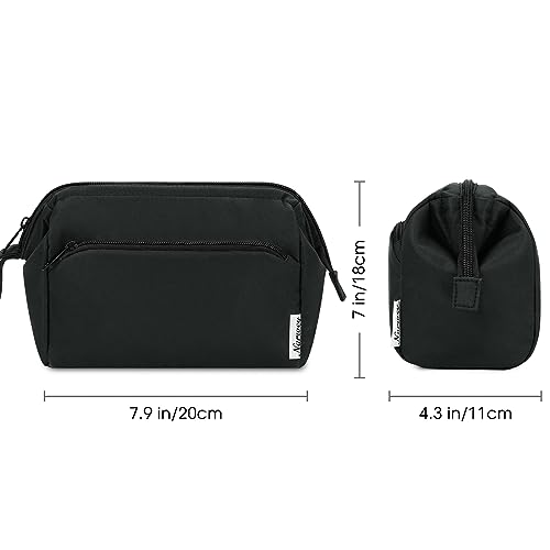 Narwey Makeup Bag Women Wide-open Make up Bag Travel Cosmetic Bag Organizer Toiletry Bag for Cosmetics Toiletries Accessories (Black) - color: Black