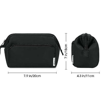 Narwey Makeup Bag Women Wide-open Make up Bag Travel Cosmetic Bag Organizer Toiletry Bag for Cosmetics Toiletries Accessories (Black) - color: Black