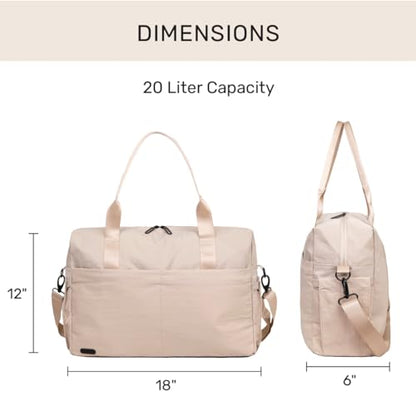 Jadyn Austin Carry-On Travel Duffel Bag for Women, 18” Weekender Bag with Laptop Sleeve, Durable Material, and Trolley Sleeve, Ideal for Work, Gym, and Overnight Trips (Natural) - color: Natural