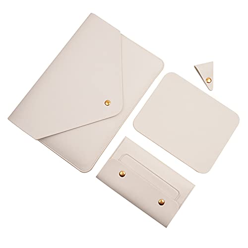 Laptop Sleeve 14 Inch Compatible with MacBook Pro 14, MacBook Air 13 2010-2017, MacBook Pro 13 2012-2015, Surface Laptop 13.5 with Small Pouch, Mouse Pad and Cord Organizer, Color White - color: White, size: 14Inch Laptop