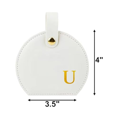 Travel Jewelry Case,Personalized Jewelry Box,Elegant Half-Moon Design with Personalized Golden Initial Case,Personalized Gifts for Women,Jewelry organizer;Personalized Gifts for Women or Friends (U) - style: U