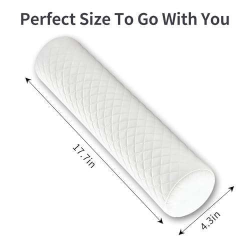 HJAHHSM Neck Roll Pillow, Memory Foam Neck Support Pillow | Round Cylinder Bolster Pillow for Bed, Couch, and Yoga, Removable Washable Cover