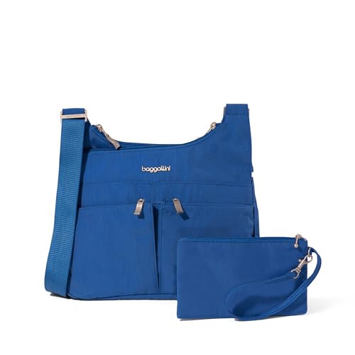 Baggallini Crossbody Travel Bag 11x8.5 Lightweight Water-resistant Nylon Handbag - color: Lapis