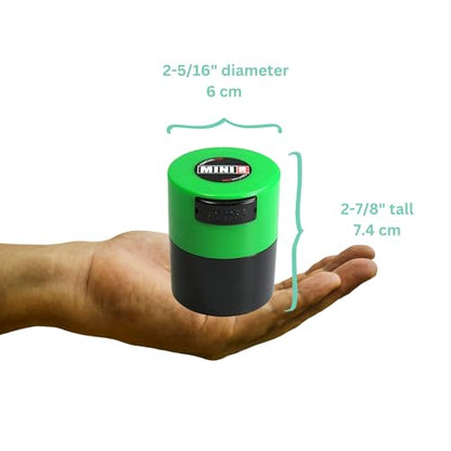 Minivac - 10g to 30 grams Airtight Multi-Use Vacuum Seal Portable Storage Container for Dry Goods, Food, and Herbs - Green Cap & Black Body