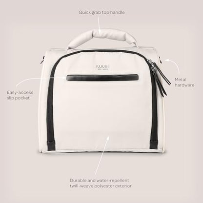 JuJuBe Insulated Bottle Bag, Breastmilk Cooler, Fits 3 Baby Bottles, Storage Tote for Nursing Mom, Daycare & Travel, Lunch Bag w/Handle & Shoulder Strap (Cloud) - color: Cloud