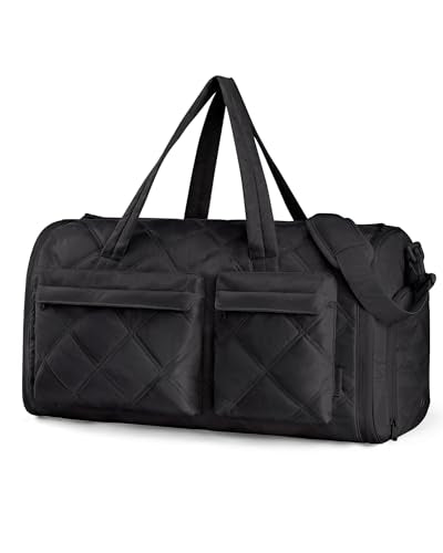 BAGSMART Garment Duffel Bag, Convertible 2-in-1 Puffy Water-Resistant Carry-On with Shoe Compartment (A-Black) - color: A-Black