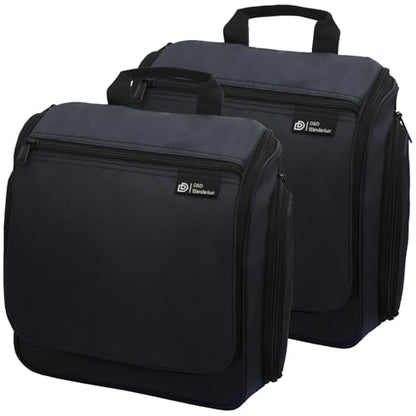 D&D Wanderlust D&D Hanging Travel Toiletry Bag for Men and Women – Cosmetics, Makeup and Toiletries Organizer Kit with 10 Compartments - color: 2 Pack Black