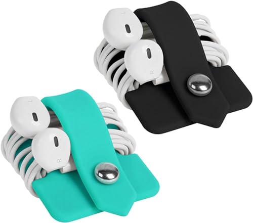 Cord Organizer Earbuds Holder Earphones Wrap Headset Headphone Wrap Winder Cord Manager Cable Winder Set of 2 - color: Black+pink