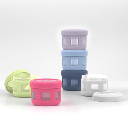 Ello Reusable Condiment Containers with Screw-on Leak Proof Lid | Perfect for Salad Dressing Sauce Dips Lunchbox Picnic Travel Bento Box | BPA-Free | Dishwasher Safe - color: Sunny Daze