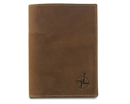 WANDERINGS Leather Travel Wallet with Passport Holder - 5.5" x 4" - Genuine Leather Case with RFID Blocking for Men and Women - Folding Wallet for Passports - style: Classic