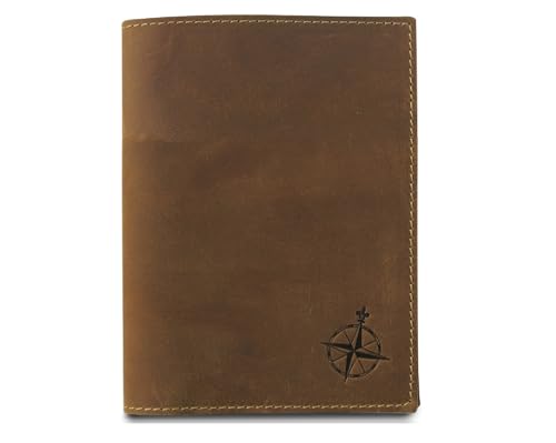 WANDERINGS Leather Travel Wallet with Passport Holder - 5.5" x 4" - Genuine Leather Case with RFID Blocking for Men and Women - Folding Wallet for Passports - style: Classic