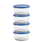 Anchor Hocking 2 Cup Glass Storage Containers with Lids, Set of 4 Glass Food Storage Containers with Blueberry SnugFit Lids