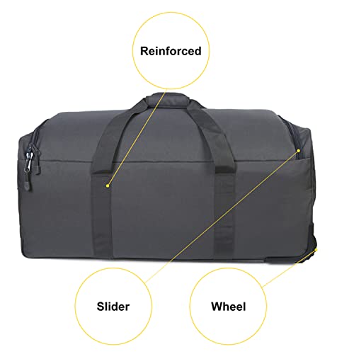 Greencity Duffel Bag Wheels Rolling Deployment Wheeled Military Suitcase Heavy-Duty Extra large deployment bag Capacity 32 Inch，Grey - color: Grey