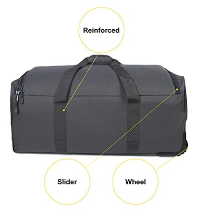 Greencity Duffel Bag Wheels Rolling Deployment Wheeled Military Suitcase Heavy-Duty Extra large deployment bag Capacity 32 Inch，Grey - color: Grey