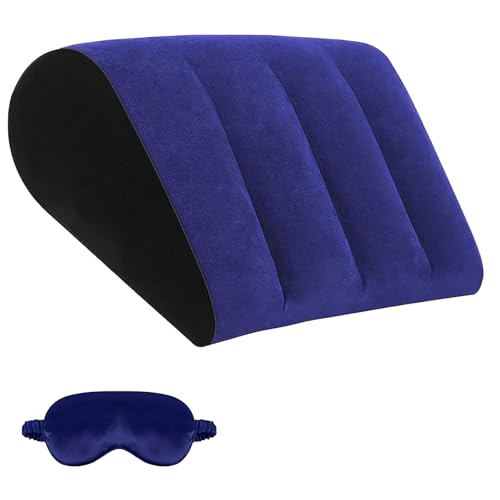 Inflatable Wedge Pillow for Traveling - Portable Bed Wedge Cushion for Feet Elevation,Back,Knee Support & Acid Reflux Relief,Wedge Pillows with Eye Mask for Sleeping,Seniors,Snoring on Chair,Sofa Use