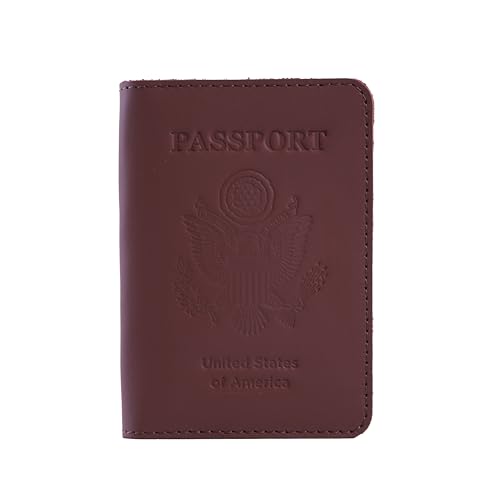 INCARNE US Leather Passport Holder for Travel - Passport Case - Passport Wallet for Men - Passport Cover for Women Sleeve Protector - Travel Essentials Vacation Luggage Gifts - Classic Brown - color: Classic Brown, style: Patriotic Usa
