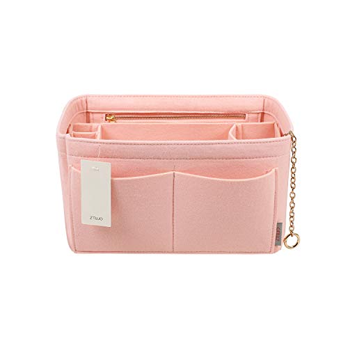 ZTUJO Purse Organizer Insert, Felt Purse Organizer with Zipper and Sewn Bottom Insert, Fit Speedy Neverfull Graceful,6 Sizes - color: Brush Pink, size: Medium