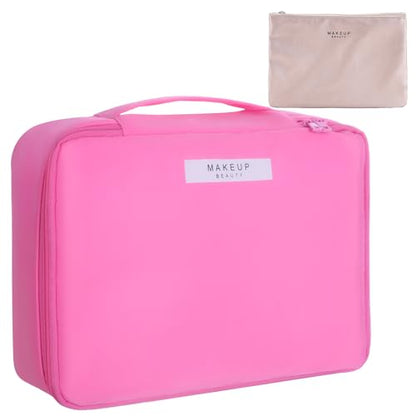 Queboom Travel Makeup Bag Cosmetic Bag Makeup Bag Toiletry bag for women and men (Light pink) - color: Light pink