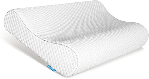 Ergonomic Memory Foam Pillow with Washable Zippered Soft Cover Contour Cervical pillows for Neck Pain and Side Sleeper Back Support Orthopedic Pillow, White - color: White, size: Standard Size