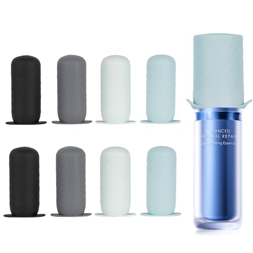 Mrsdry Bottle Covers for Travel, Leak Proofing, Travel Size Container Silicone toiletry sleeves, Leak Locks Travel Accessories for Shampoo Wash Body Bottles and other beauty and personal care(8pcs) - color: Grey, size: 8Pack