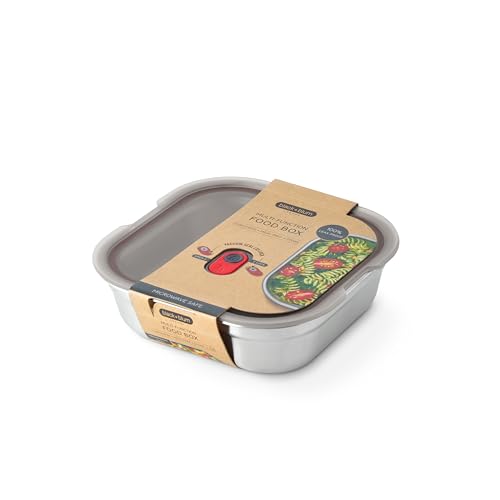 BLACK + BLUM Lunch Box - Meal Prep Containers Reusable for Picnic & Camping - Microwavable Stainless Steel Lunch Dinner Food Storage Box with Leak Proof Lid - Dishwasher Oven Safe - Large Square 37oz - size: Large Square Box (1.4L)