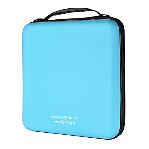alavisxf xx CD Case, 192 Capacity Protective Zipper Disc Wallet for Car | EVA Shock-resistant, Double Zipper Closure, Portable Handle, DVD Storage Organizer, Anti-Slip Sleeves, for Home Office Travel - color: Sky Blue192, size: 192 Capacity