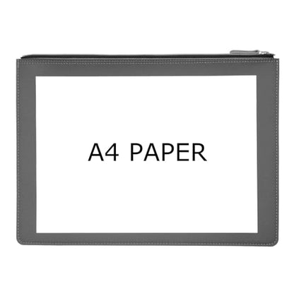 PU Leather A4 File Folder Zipper Document Holder Envelope Folder Case for Receipt Contract (Gray) - color: Gray