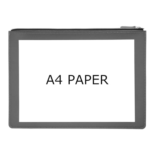 PU Leather A4 File Folder Zipper Document Holder Envelope Folder Case for Receipt Contract (Gray) - color: Gray