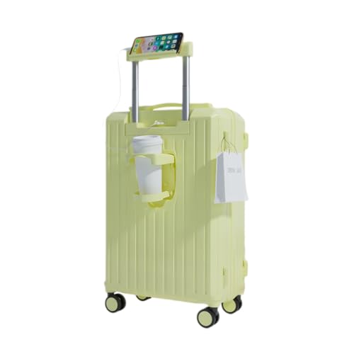 Carry-on Luggage with Cup Holder & USB Charging Port, Hard Side Luggage with Spinner Wheels, Lightweight Luggage for Travel, Business, School (Yellow, Carry-On 20-Inch) - color: Yellow