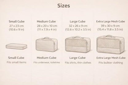 4-Piece Travel Packing Cubes Set for Suitcases - Lightweight Mesh Luggage Organizers - Beige Travel Essentials Bag Set for Clothes, Underwear, and Toiletries (Minimalist Neutral Design)