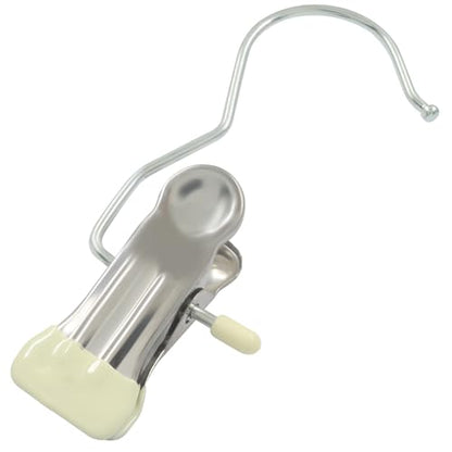 15 Pack Stainless Steel Boot Hangers Clips, Laundry Hooks Hanging Clips, Space Saving Boot Holder Clips for Closet Travel(White) - color: White