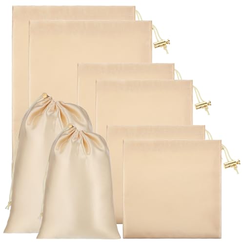 Toy Storage Bags, 6 Pcs Quality Satin Silk Drawstring Pouch Adjustable Microfiber Toy Organizer Bags Gift Bag Ditty Bag for Women Men Toys Underwear Sunglasses Cosmetic, 3 Sizes (Rose Gold) - color: Gold