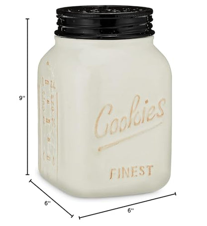 Young's Inc. Ceramic Cookie Jar - Cute Kitchen Counter Storage Canister with Lid - Perfect for Cookies, Coffee, Tea, Candy, Dog Treats, and More - Cookies Finest - Black, White - color: Black,White