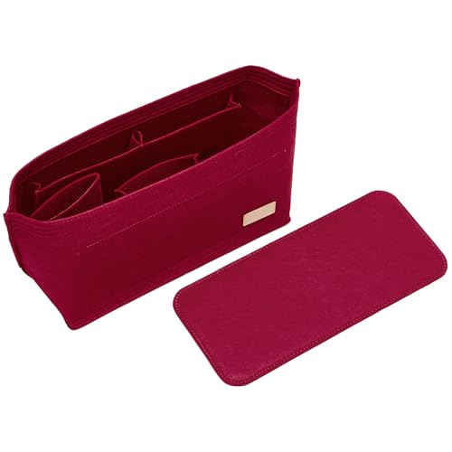 Doxo Purse Organizer Insert for Handbags & Base Shaper 2pc Set, Felt Neverfull MM Organizer Insert, Tote Bag Organizer with Zipper and Bottle Holder, Fit Speedy 30 Neverfull MM and More,Burgundy-L - color: Burgundy, size: Large